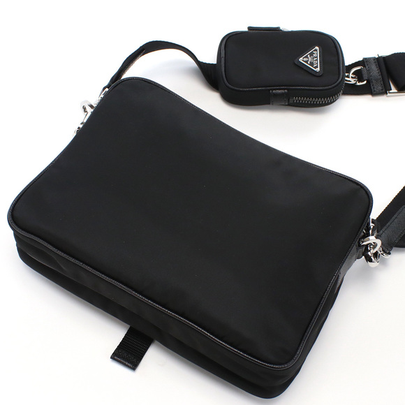 Prada Diagonal Shoulder Bag Brand Triangle Logo Nero Black - Picture 4 of 6